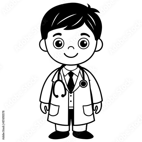 Little doctor cartoon vector art illustration