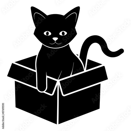 Kitten in gift box vector art illustration