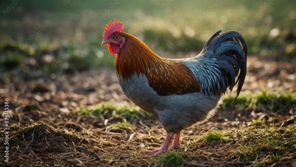 Fototapeta premium Majestic Rooster in Sunlight