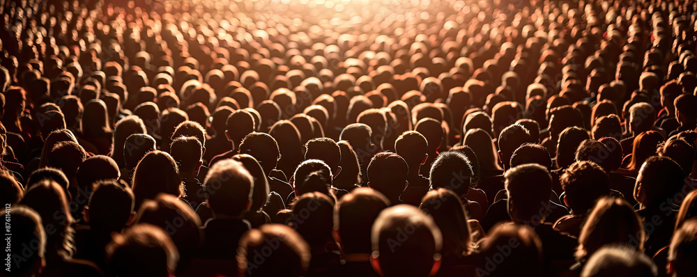 Obraz premium Crowd of people from behind their heads.