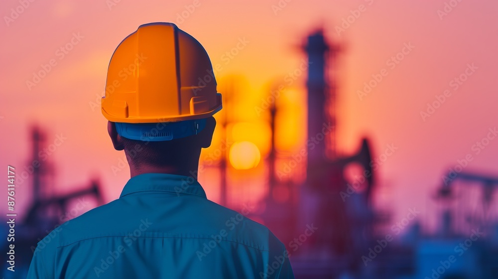 Engineers silhouette and double exposure combined with an oil refinery backdrop, emphasizing proficiency in industrial technology and energy sector. Clean and Clear Color, Realistic Photo, , Engineers silhouette and double exposure combined with an oil refinery backdrop, emphasizing proficiency in industrial technology and energy sector. Clean and Clear Color, Realistic Photo, ,
