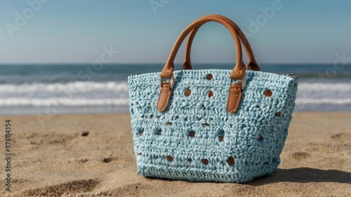 Blue Crochet Beach Bag