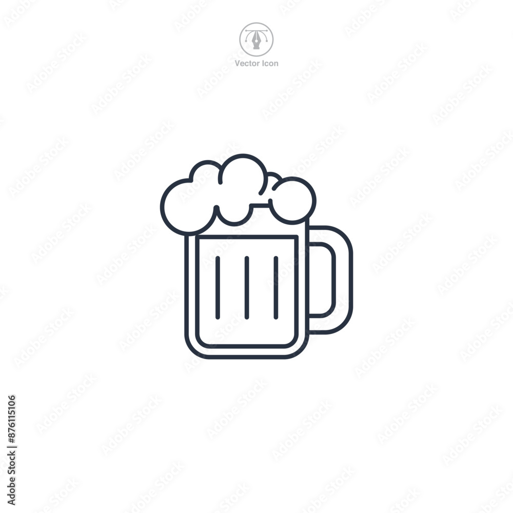 beer mug with frothy beer Icon symbol vector illustration isolated on white background beer mug with frothy beer Icon symbol vector illustration isolated on white background