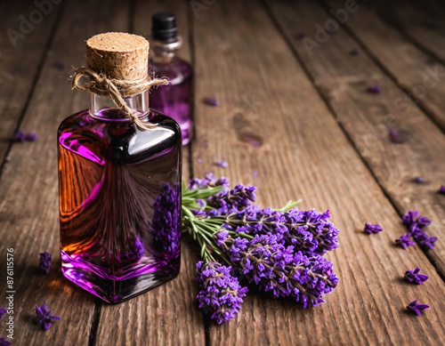 Lavender oil in a luxury glass bottle