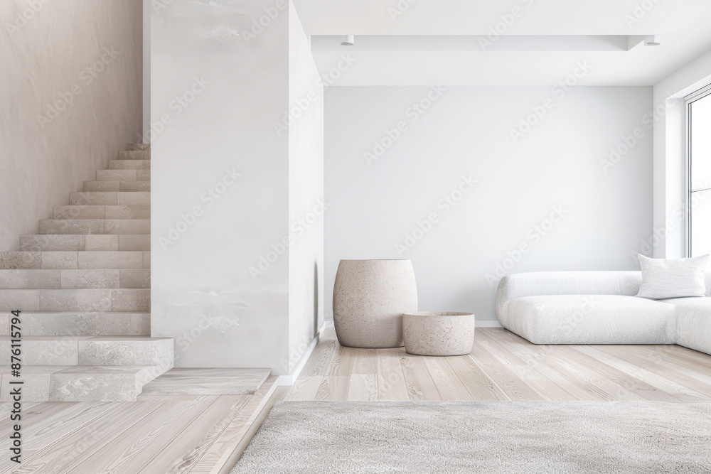 Empty room interiors in a minimalist property with neutral colors and plain lighting. Residential Real Estate composition with minimal furniture. Empty room interiors in a minimalist property with neutral colors and plain lighting. Residential Real Estate composition with minimal furniture.