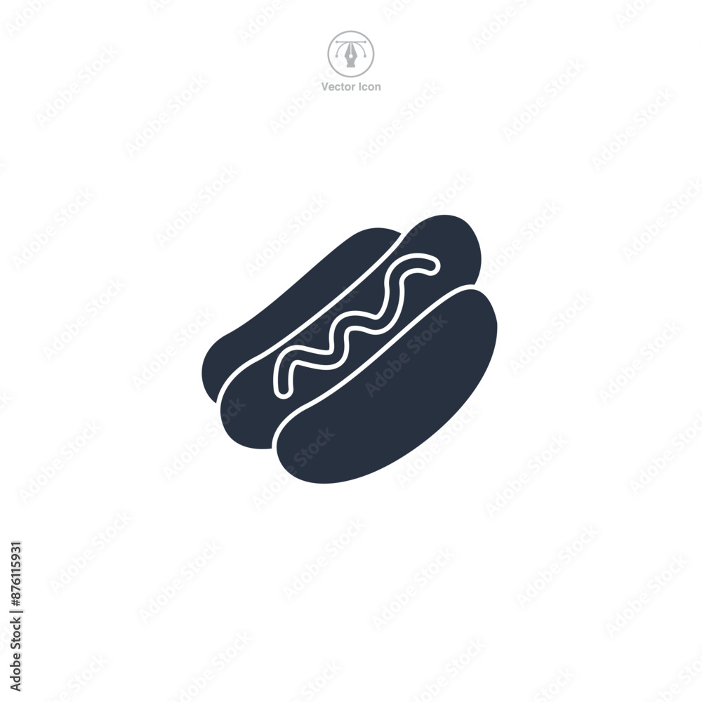 hot dog in a bun with mustard Icon symbol vector illustration isolated on white background hot dog in a bun with mustard Icon symbol vector illustration isolated on white background