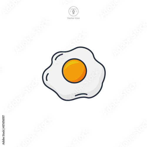 fried egg with a sunny side up yolk Icon symbol vector illustration isolated on white background