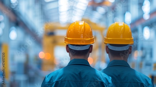 Maintenance workers silhouette and double exposure in an advanced manufacturing environment, highlighting skilled labor and industrial automation. Clean and Clear Color, Realistic Photo, , Minimalism,