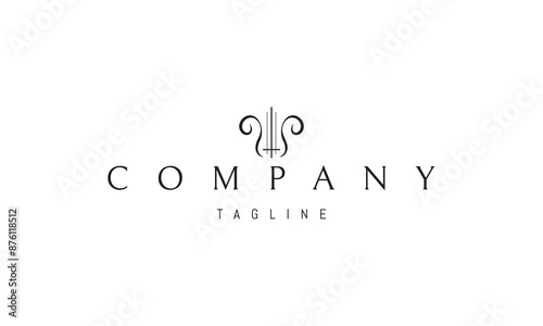 Vector logo with an abstract image of the musical instrument harp.