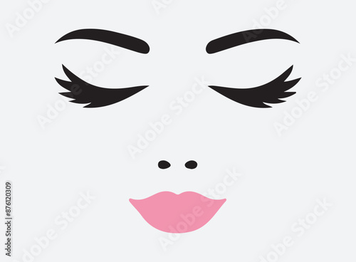 Wallpaper Mural Eyebrows with pink lips icon. Woman face logo design. Vector illustration. Torontodigital.ca