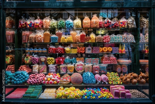 A Colorful Display of Candy in a Shop Window