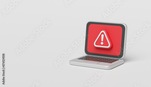 Cyber criminal Hacker attack stealing phishing personal user data notification security warning alert detected sign caution error attention exclamation mark virus malware scam anonymous. 3d rendering.