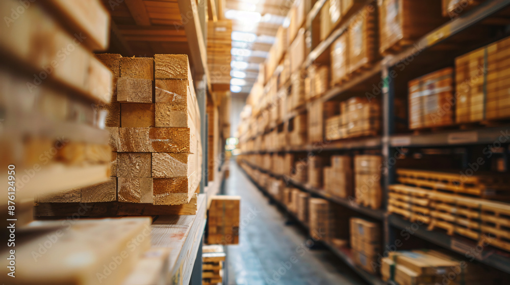 Stacks of Lumber and Building Materials on Warehouse Storage
Stacks of Lumber and Building Materials on Warehouse Storage