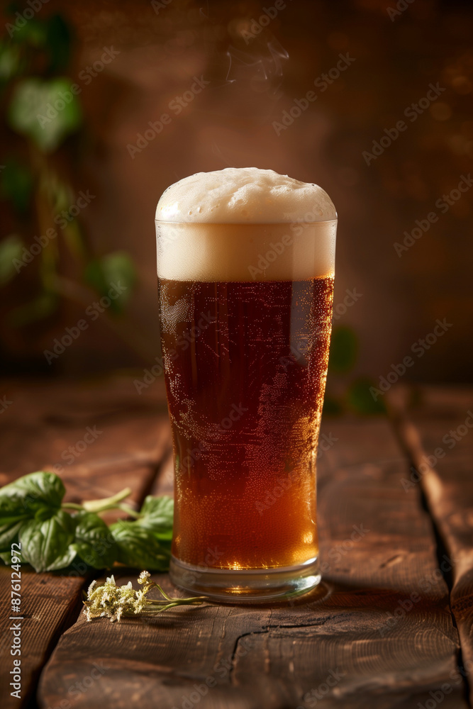 Leckeres goldenes bayerisches Bier mit Schaum in einem Glas auf einem Tisch in einem Wirtshaus Restaurant beim Oktoberfest Leckeres goldenes bayerisches Bier mit Schaum in einem Glas auf einem Tisch in einem Wirtshaus Restaurant beim Oktoberfest
