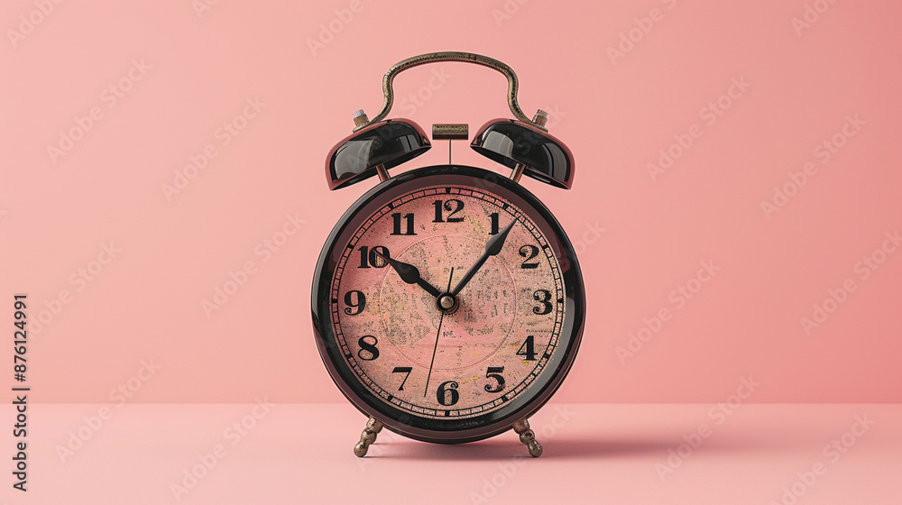 Closeup alarm clock with pink background Closeup alarm clock with pink background