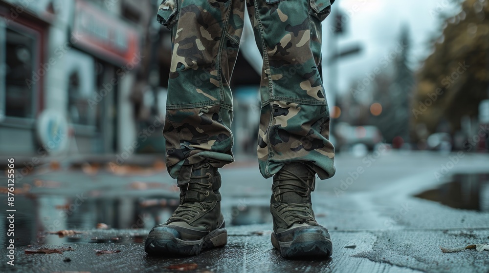 Camouflage Boots on the Street