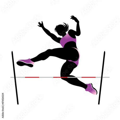 silhouetted high jumping lady icon