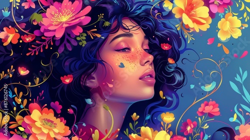 Woman Surrounded by Flowers