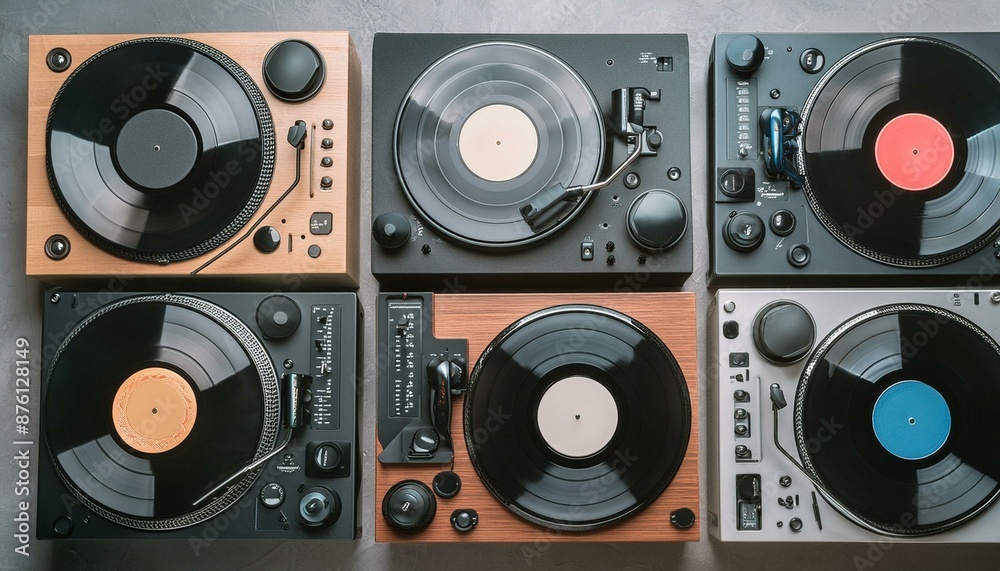 Fototapeta premium 디제잉 음악장비 레코드플레이어 오디오 스피커