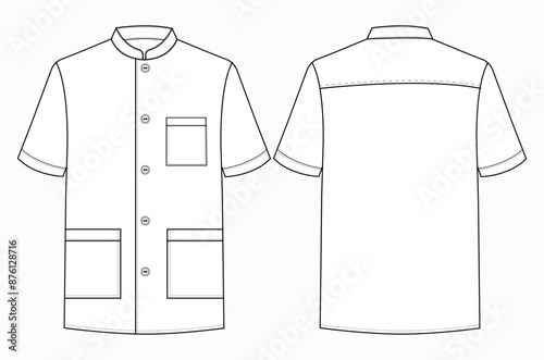 Medical robe doctor working shirt technical. Fashion uniform technical sketch illustration
