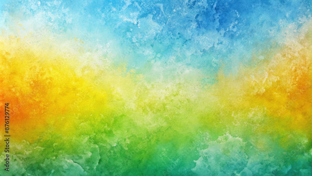 A vibrant, textured background that combines a gradient of colors from blue to green to yellow, reminiscent of a watercolor painting or a celestial nebula
