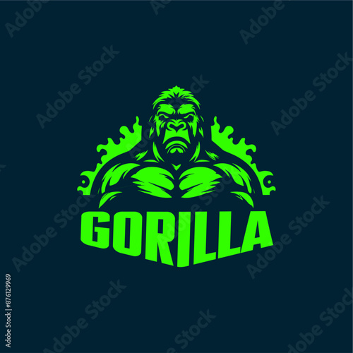 Gorilla logo design, gaming, embody power and resilience with our custom. Perfect for bold brands, our logo template features a fierce and dominant gorilla icon, symbolizing strength and authority.