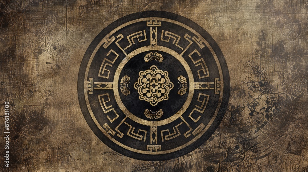 Obraz premium Oriental design in circular motif semi tone shading