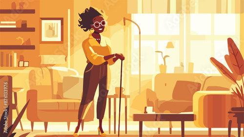 An african-american blind young woman in dark glasses