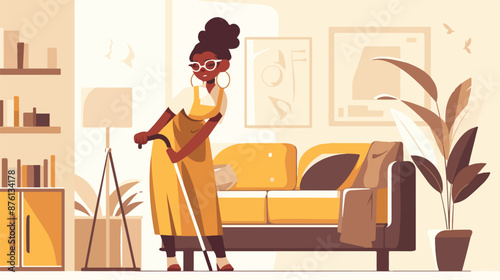 An african-american blind young woman in dark glasses