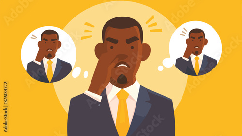 An african-american businessman thinking 