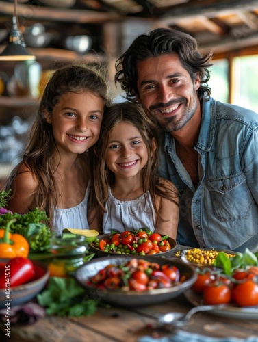 Joyful Family, Happy family enjoying healthy meal Fresh meal together