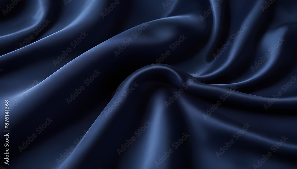 Fototapeta premium Navy blue walvet fabric abstract wavy background