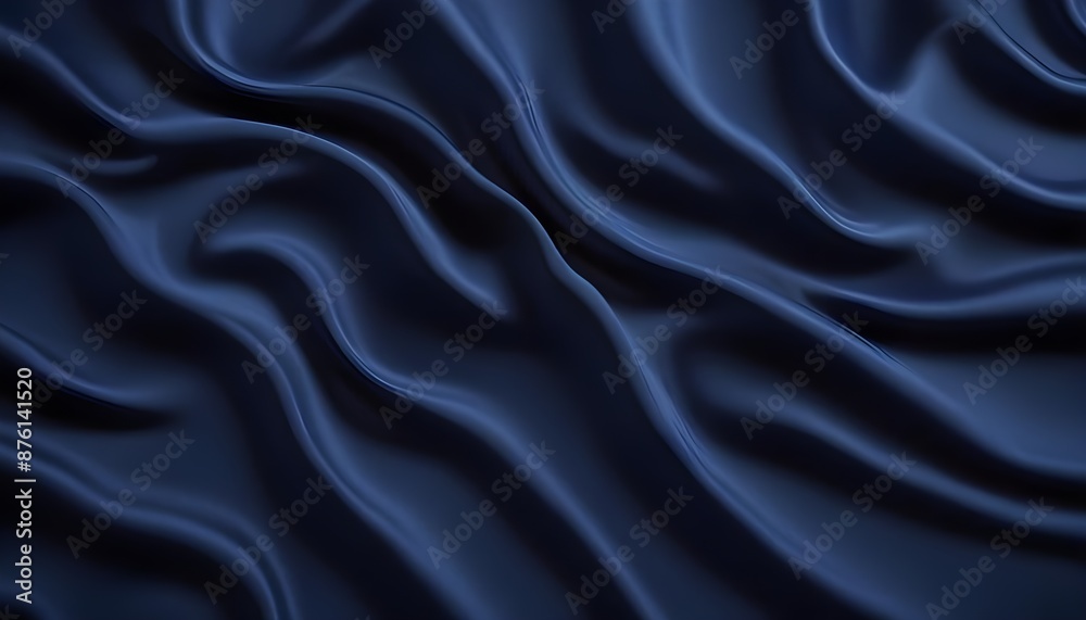 Fototapeta premium Navy blue walvet fabric abstract wavy background