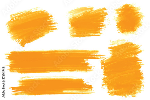 Ink paint orange brush stroke splatter set design