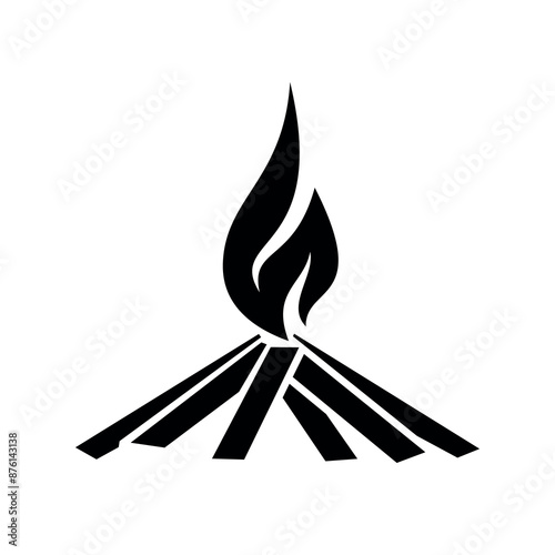 Bonfire or fire icon. Burning wood, a symbol of warmth and light. An attribute of a hike or overnight stay in the forest.