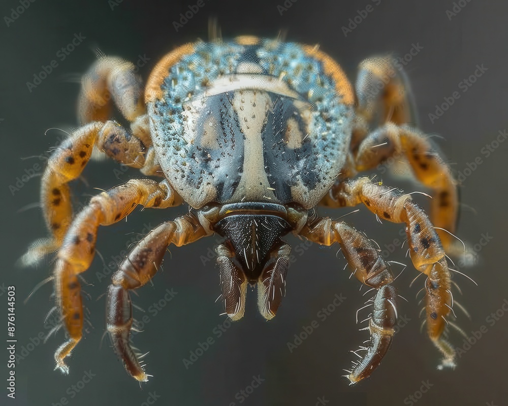 Detailed Macro Shot of a Tick Feeding on a Host: Close-up of Mouthparts and Body Structure Detailed Macro Shot of a Tick Feeding on a Host: Close-up of Mouthparts and Body Structure