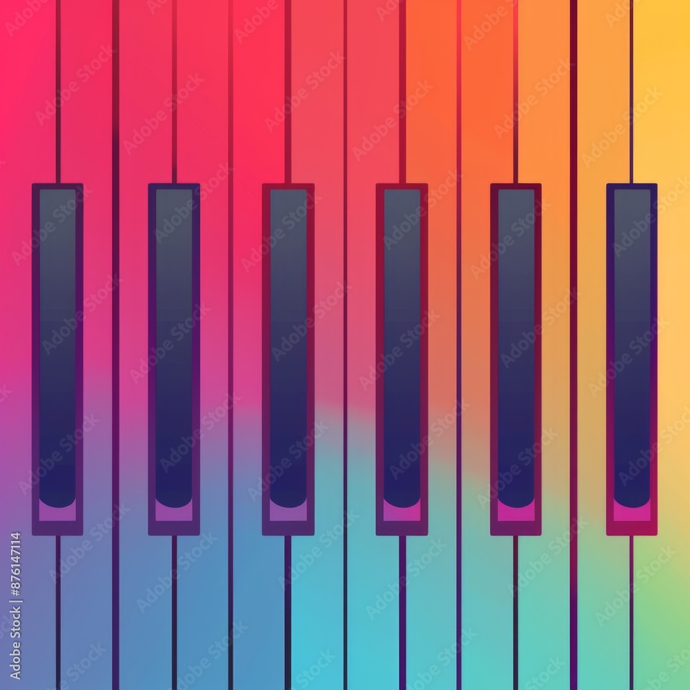 Fototapeta premium High-Resolution AI-Generated Wallpaper of Abstract Background with Piano Keys, Colorful Stripes, and Gradient Colors, Perfect for Music Festival Promotion and Children's Piano Classes