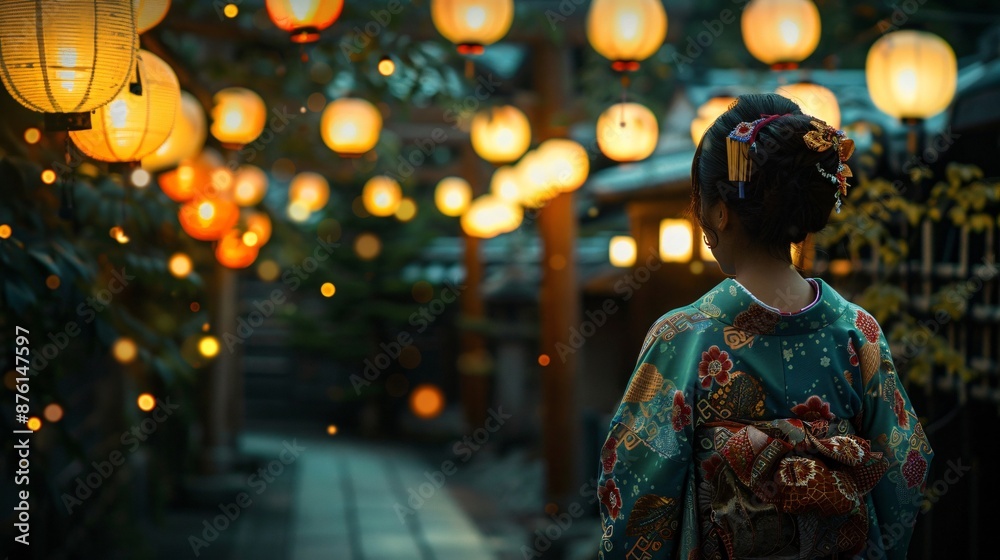 Fototapeta premium Young Woman Walking In The Streets Of Japan
