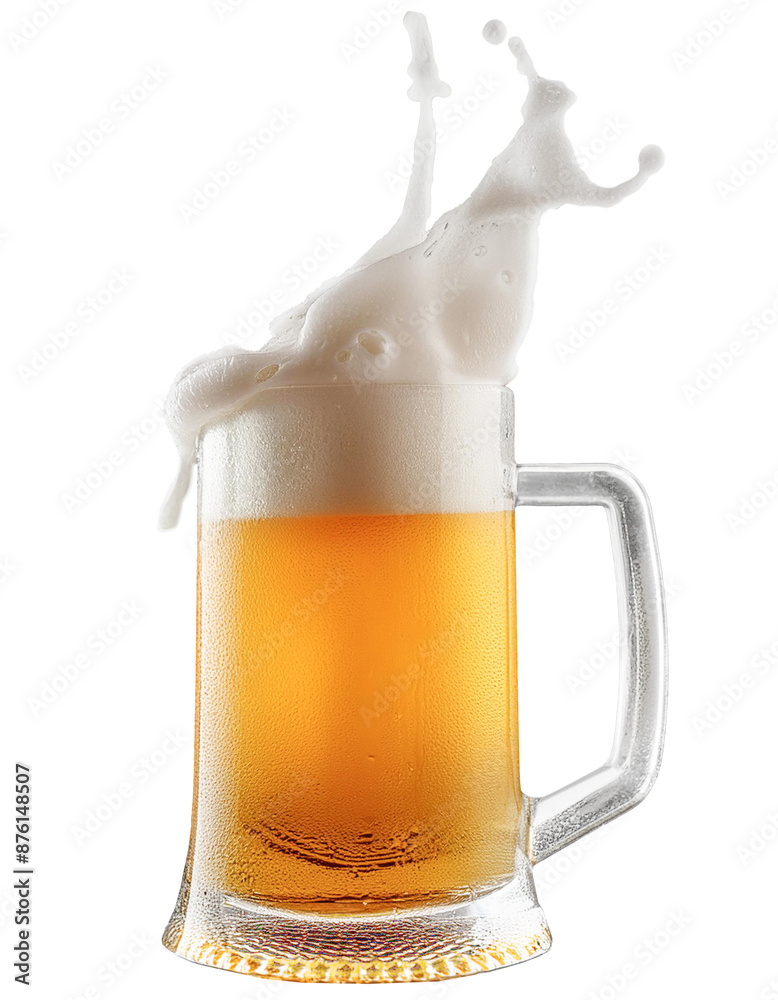 泡が飛び散るジョッキビール