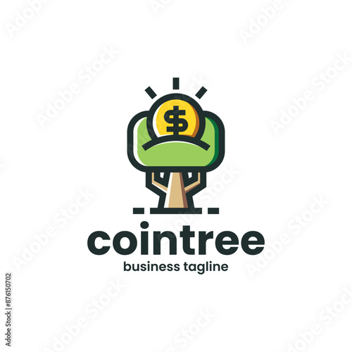 coin tree saving logo vector