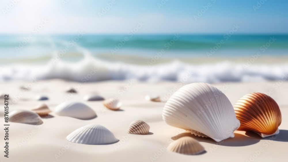 Abstract flowing waves with seashells on white background Abstract flowing waves with seashells on white background
