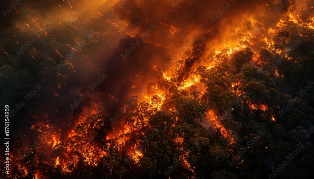 wide aerial view of the Australian bushfire apocalyp wide aerial view of the Australian bushfire apocalyp
