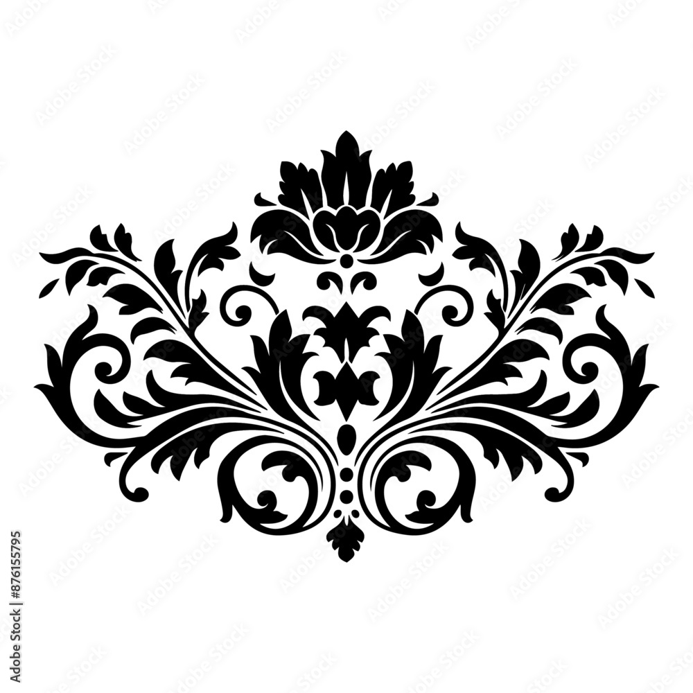 Damask graphic elements. Oriental floral. Editable Vector
