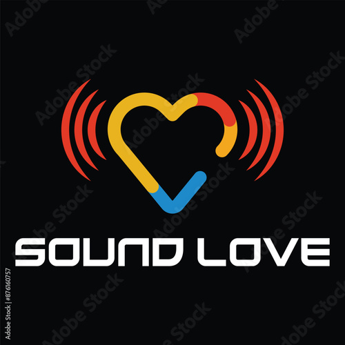 heart shape sound colorful logo