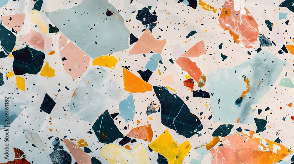 Fototapeta premium marble stone wall texture abstract background. Colorful terrazzo floor tile cement surface architecture interior design pattern wallpaper material. 