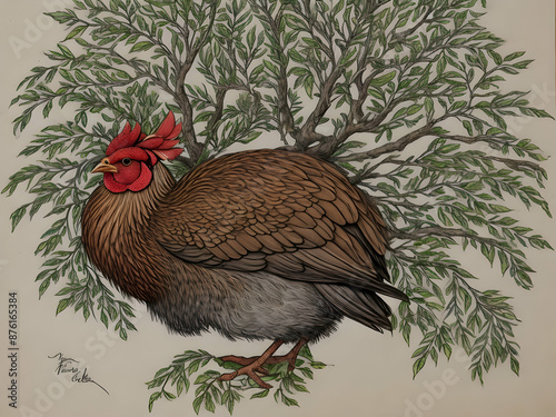 Wallpaper Mural hen with a basket of apples,Ai generated  Torontodigital.ca