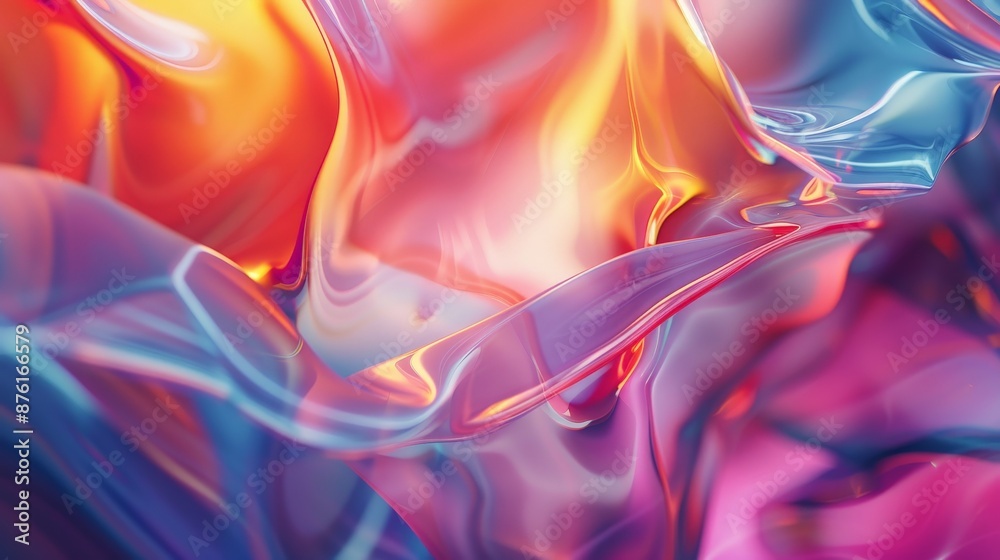 Naklejka premium A dynamic and luminous display of fluid waves of color merging together, showcasing a stunning array of hues and a rich, glowing texture that captures the essence of movement.