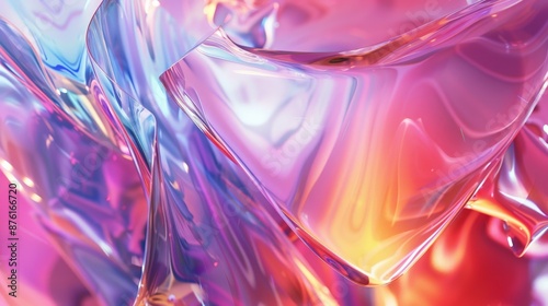 A captivating swirl of vivid, glass-like forms merging into a harmonious abstract composition, showcasing the fluidity and interplay of light, color, and reflections.