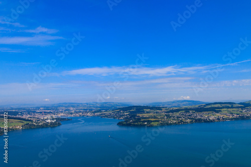 Amazing view of Lake Lucerne, Swiss Alps from Burgenstock resort, Canton of Nidwalden, Switzerland © olyasolodenko