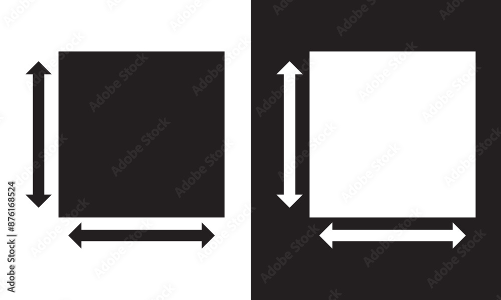 Square area icon. Measuring land area. isolated on white and black background . Vector illustration .EPS 10 Square area icon. Measuring land area. isolated on white and black background . Vector illustration .EPS 10